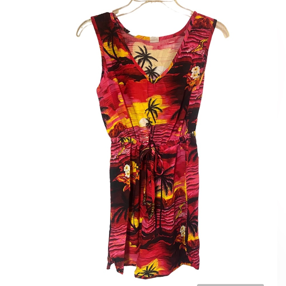 Palmwave sleeveless tropical Hawaiian mini beach dress ladies small 
Rayon